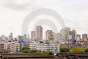 Downtown view of India`s economic city Mumbai from top of a building. Mumbai is metro busiest city in India