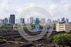 Downtown view of India`s economic city Mumbai from top of a building. Mumbai is metro busiest city in India