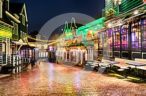 Downtown of Volendam in the Christmas night