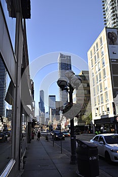 Toronto, 24th June: Downtown on Yonge Street by night from Toronto of Ontario Province in Canada