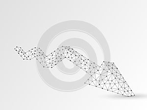 Downtrend arrow chart. Business polygonal crisis market Vector origami. Low poly trend, data cash, finance concept