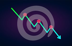 Downtrend trend definition flat icon - bearish chart pattern figure technical analysis. Vector stock cryptocurrency exchange graph