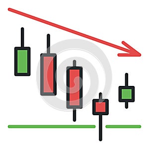 Downtrend vector crypro chart colored icon or design element