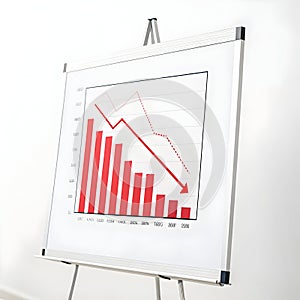 Downward graph chart on white background photo