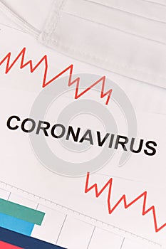 Downward graphs representing financial crisis caused by coronavirus. Covid-19