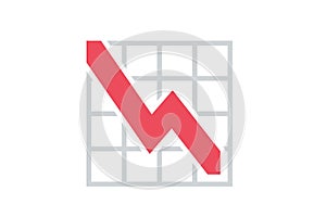 Downward trending red arrow graphic resource