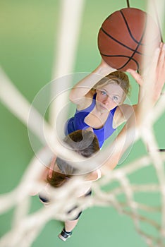 Downward view basketball player