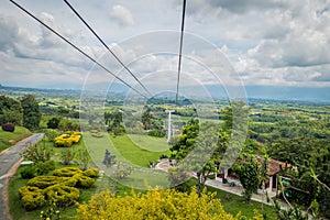 Downward view of cable car path inside National