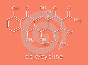 Doxycycline antibiotic drug tetracycline class molecule. Skeletal formula.