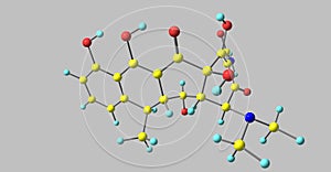 Doxycycline molecular structure isolated on grey