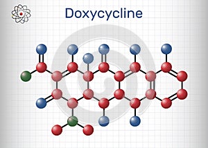Doxycycline molecule. It is broad-spectrum tetracycline antibiotic used to treat a wide variety of bacterial infections