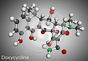 Doxycycline molecule. It is broad-spectrum tetracycline antibiotic used to treat a wide variety of bacterial infections. Molecular