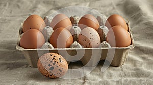A Carton of Fresh Brown Eggs. AI generated photo