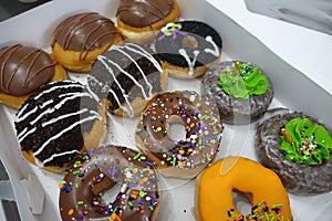 A dozen of Close-up Krispy Kreme Donuts