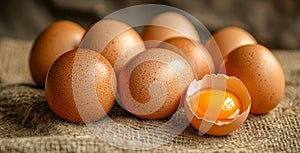 A dozen eggs with one cracked open