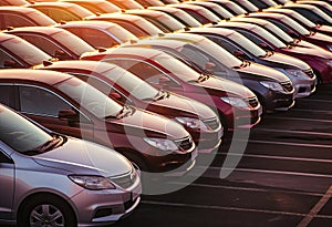 dozens of cars parked in a parking