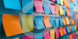 Colorful Post It Notes on a Wall. Generative AI