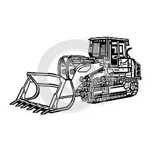 Dozer. Detailed Bulldozer vector stock illustration on white