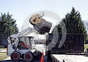 Dozer Dumping large Logs