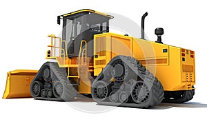 Dozer heavy construction machinery 3D rendering on white background