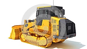 Dozer heavy construction machinery 3D rendering on white background