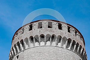 Dozza Italy: Detail of the ancient village. City in the Emilia Romagna region famous for its murals and the castle