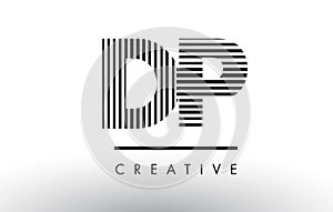 DP D P Black and White Lines Letter Logo Design.