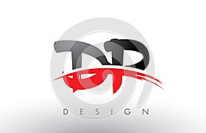 DP D P Brush Logo Letters with Red and Black Swoosh Brush Front