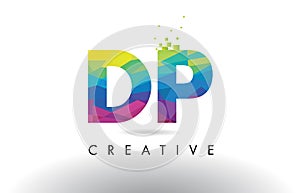 DP D P Colorful Letter Origami Triangles Design Vector.