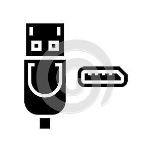 dp displayport glyph icon vector illustration