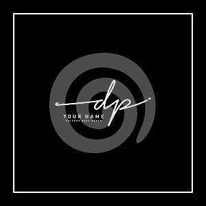 DP Initial Logo in Signature Style for Photography and Fashion Business - Hand Drawn Signature Logo Vector