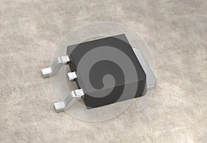 DPAK mosfet electronic transistor on surface 3d illustration
