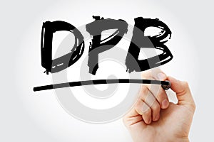 DPB - Data Protection Bill acronym with marker, technology concept background