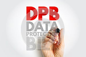 DPB - Data Protection Bill acronym, technology concept background