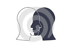 DPD Simple concept. Minimalistic Icon of human head with bipolar disorder or borderline personality disorder. Emotional