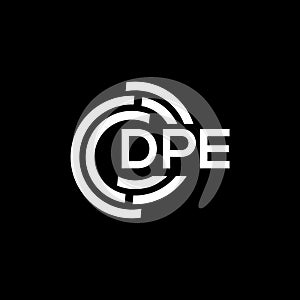 DPE letter logo design on black background. DPE creative initials letter logo concept. DPE letter design photo
