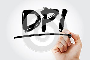 DPI - Dots Per Inch acronym with marker, technology concept background