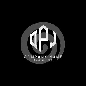 DPJ letter logo design with polygon shape. DPJ polygon and cube shape logo design. DPJ hexagon vector logo template white and