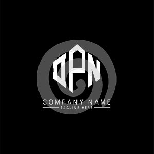 DPN letter logo design with polygon shape. DPN polygon and cube shape logo design. DPN hexagon vector logo template white and