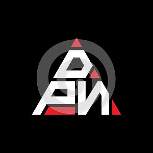 DPN triangle letter logo design with triangle shape. DPN triangle logo design monogram. DPN triangle vector logo template with red
