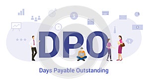 Dpo days payable outstanding concept with big word or text and team people with modern flat style - vector