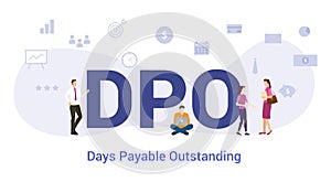 Dpo days payable outstanding concept with big word or text and team people with modern flat style - vector photo