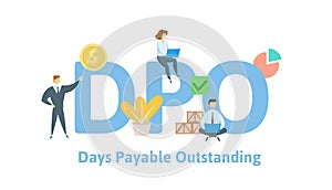 DPO, Days Payable Outstanding. Concept with keywords, letters and icons. Flat vector illustration. Isolated on white photo