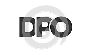 DPO logo design template with strong and modern bold text. Initial based vector logotype featuring simple and minimal typography.