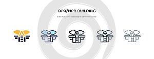 Dpr/mpr building icon in different style vector illustration. two colored and black dpr/mpr building vector icons designed in photo