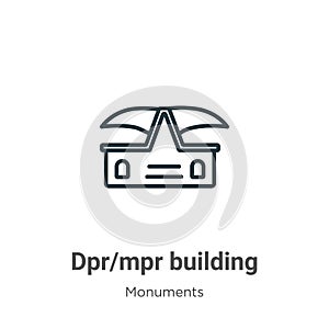 Dpr/mpr building outline vector icon. Thin line black dpr/mpr building icon, flat vector simple element illustration from editable photo
