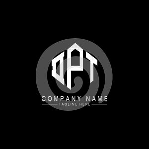DPT letter logo design with polygon shape. DPT polygon and cube shape logo design. DPT hexagon vector logo template white and