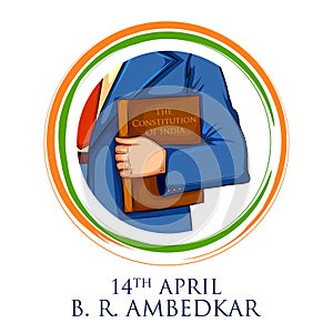 Dr Bhimrao Ramji Ambedkar with Constitution of India for Ambedkar Jayanti on 14 April