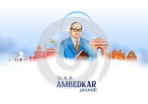 Dr Bhimrao Ramji Ambedkar with Constitution of India for Ambedkar Jayanti on 14 April