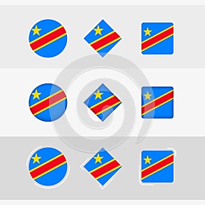 DR Congo flag icons set, vector flag of DR Congo